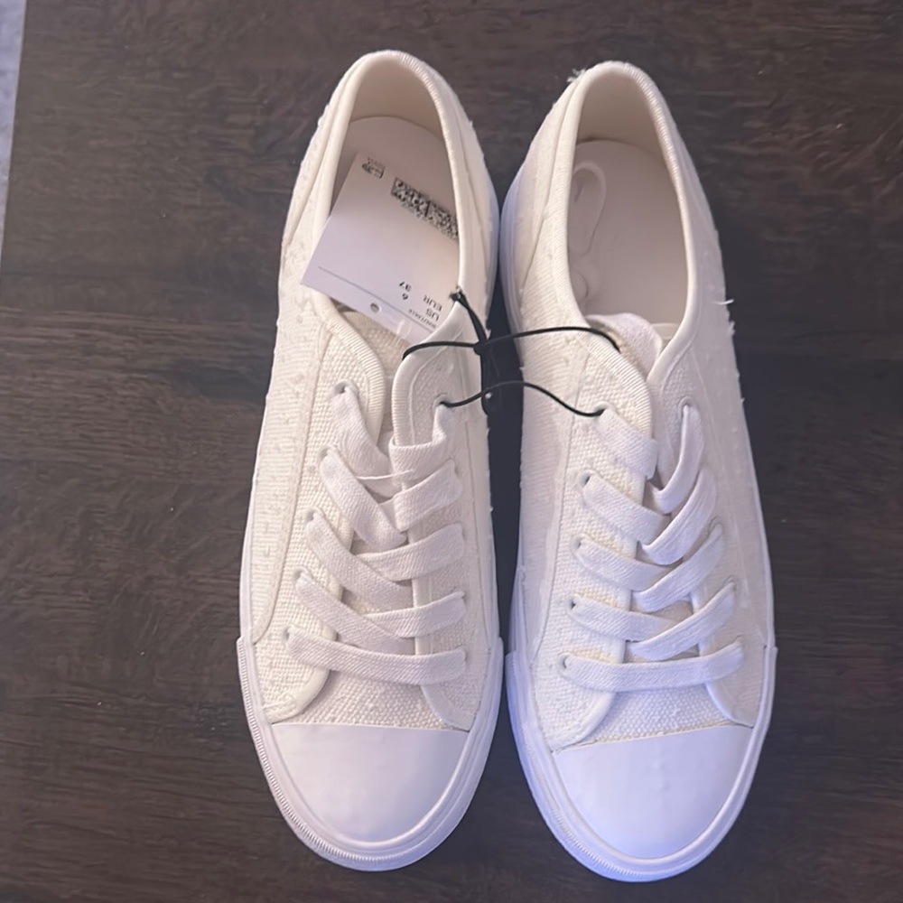 H&M White Canvas Sneakers with Rubber Sole